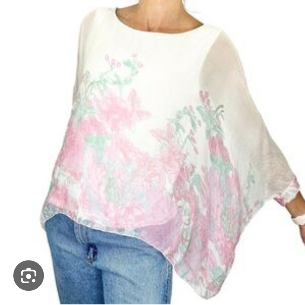 Elana Baldi Silk Shrug NWT Size M Floral Sheer